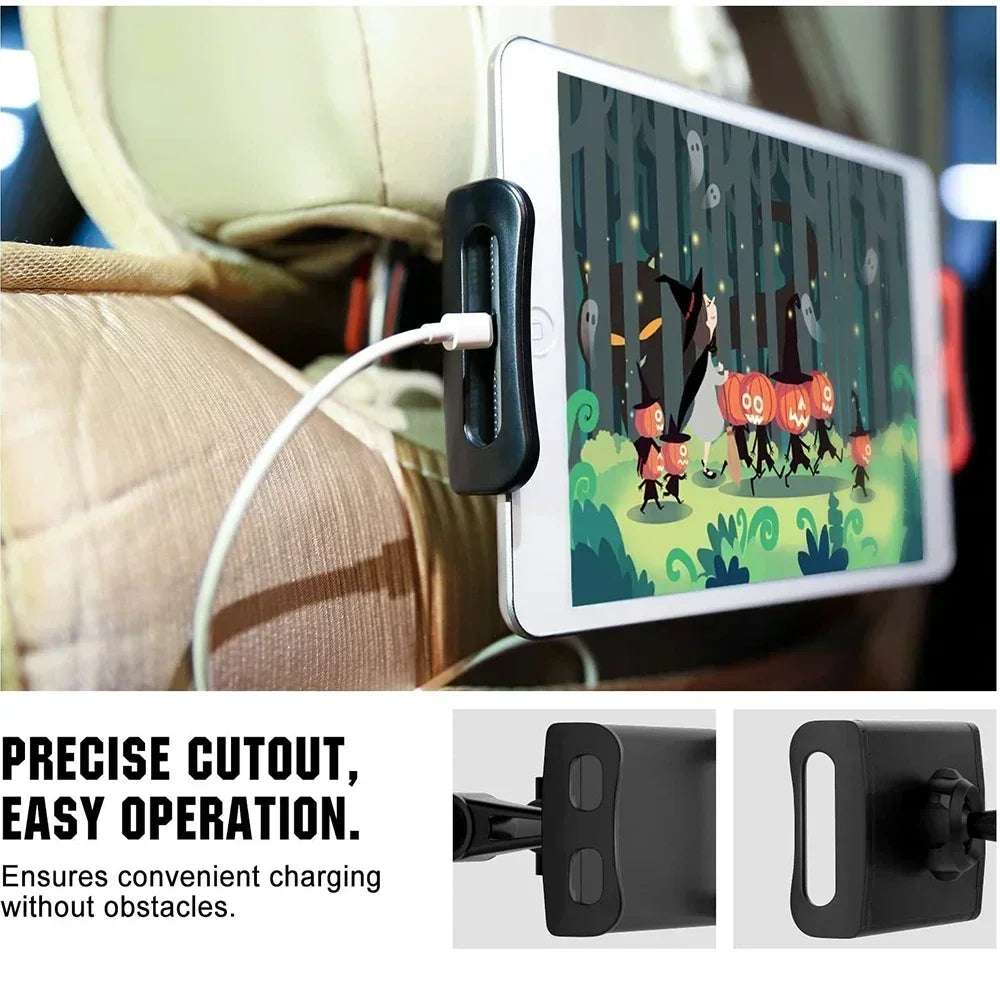 Car Seat Back Phone & Tablet Holder – 360° Rotating