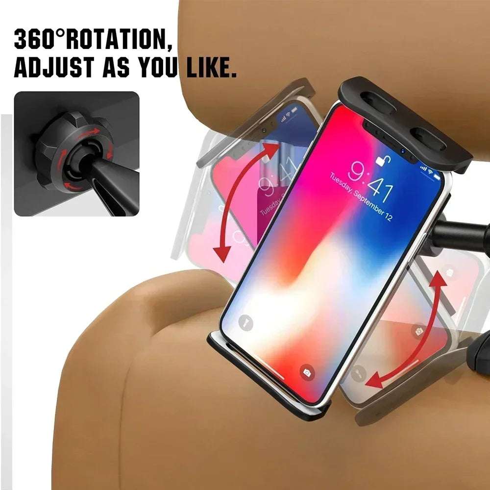 Car Seat Back Phone & Tablet Holder – 360° Rotating
