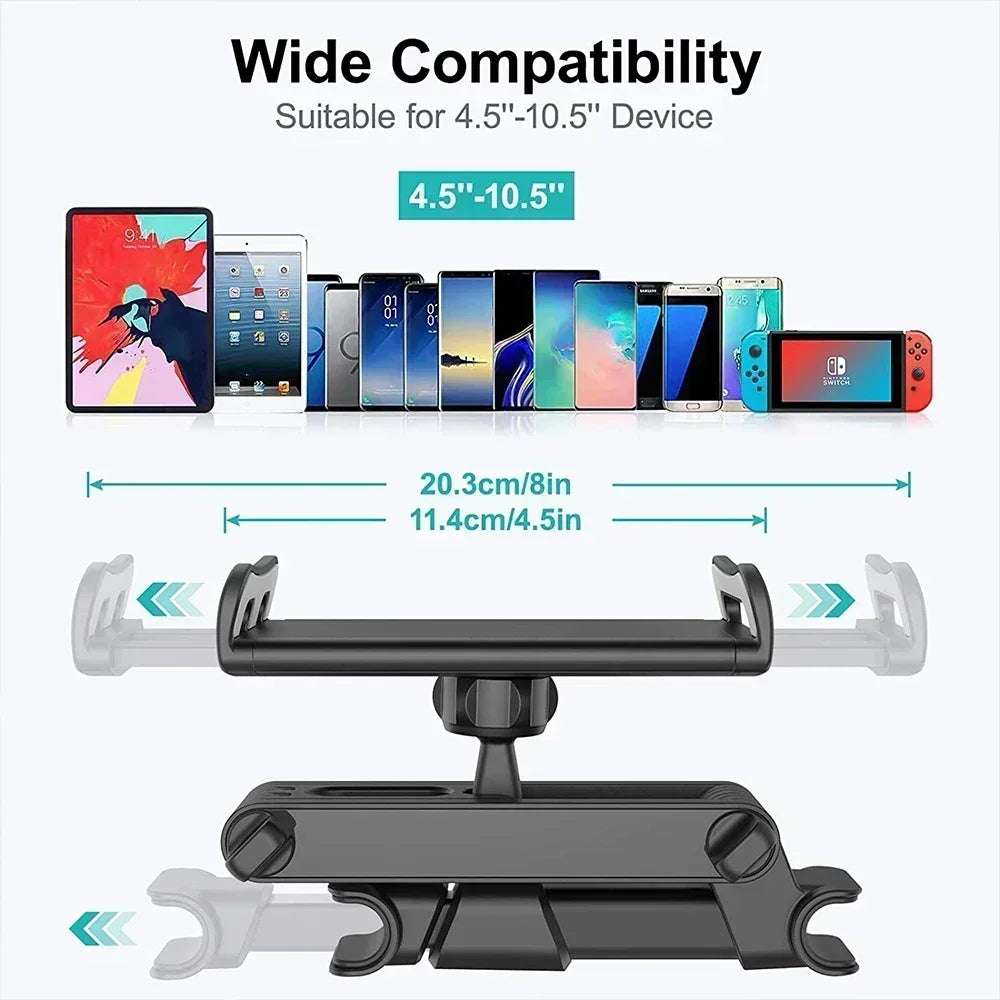 Car Seat Back Phone & Tablet Holder – 360° Rotating